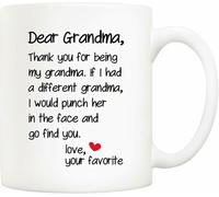 Taza de café divertida para el día de la madre, regalos de Navidad de nieto, nieta, querida abuela, gracias por ser... ama tus tazas favoritas, 325 ml, idea de regalo de cumpleaños para abuela