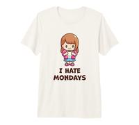 Taza de café Divertida para Mujer Kawaii con la Frase «Odio los Lunes» en el Trabajo Camiseta Premium