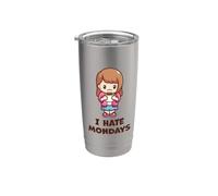 Taza de café divertida para mujer kawaii con la frase «Odio los lunes» en el trabajo Vaso térmico de acero inoxidable de doble pared