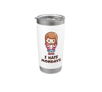 Taza de café divertida para mujer kawaii con la frase «Odio los lunes» en el trabajo Vaso térmico de acero inoxidable de doble pared
