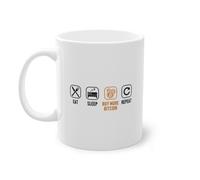 Taza de café Eat Sleep Buy Bitcoin Repeat Blockchain Crypto Trader | Criptomoneda Crypto Bitcoin Taza Blanco (01666B)
