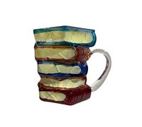 Taza de café en 3D Libro apilando: taza de cerámica con diseño de libros novedosos, mango artístico único, perfecto para servir té de café o chocolate caliente, agrega diversión y estilo a su cocina o