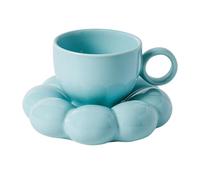 Taza de café en forma de flor - Juego de platillos de porcelana | Taza de té floral con cuchara en forma de pétalo y posavasos en forma de margarita, taza de té linda con