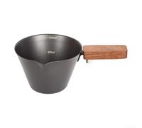Taza de café espresso de acero inoxidable 304 con escala de medición y mango de madera cómodo 120 ml (es negro)