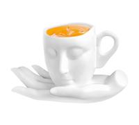 Taza de café facial - 260 ml de taza de té de cerámica linda, taza de expresión artística con mango | Regalo romántico de la taza de café, juego de té, tazas decorativas de leche, taza de bebed