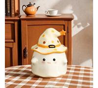 Taza de café fantasma, cerámica de Halloween, con forma de fantasma y tapa, adorable taza de fantasma de dibujos animados, una novedad espeluznante para tu ser querido, 350 ml