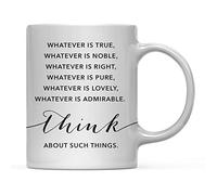 Taza De Café Filipenses 4:8 Todo lo que es verdadero, piensa Taza De | Regalo Amigos 2 unidades-330ml Divertido Tazas De Té Ligero Tazas De Cafe Personalizadas Uso Empresarial Fans