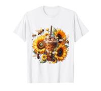Taza de café floral con leche helada flores de verano girasol café Camiseta