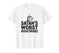 Taza de café Funny Christians: Satan's Peor Pesadilla Camiseta, Hombre, Blanco, M