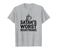 Taza de café Funny Christians: Satan's Peor Pesadilla Camiseta, Hombre, Gris Jaspeado, XXL
