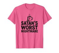 Taza de café Funny Christians: Satan's Peor Pesadilla Camiseta, Hombre, Rosa Jaspeado, 3XL