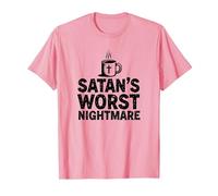 Taza de café Funny Christians: Satan's Peor Pesadilla Camiseta, Hombre, Rosado, XL