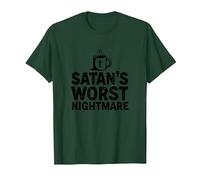 Taza de café Funny Christians: Satan's Peor Pesadilla Camiseta, Hombre, Verde Bosque, M