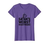 Taza de café Funny Christians: Satan's Peor Pesadilla Camiseta, Mujer, Morado Jaspeado, M