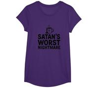 Taza de café Funny Christians: Satan's Peor Pesadilla Camiseta, Niñas, Morado, S