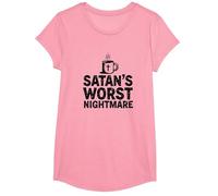 Taza de café Funny Christians: Satan's Peor Pesadilla Camiseta, Niñas, Rosado, Grande