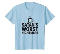 Taza de café Funny Christians: Satan's Peor Pesadilla Camiseta, Niños, Azul Bebé, 4 años