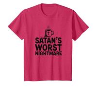Taza de café Funny Christians: Satan's Peor Pesadilla Camiseta, Niños, Rojo Jaspeado, 3 años