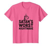 Taza de café Funny Christians: Satan's Peor Pesadilla Camiseta, Niños, Rosa Jaspeado, 4 años