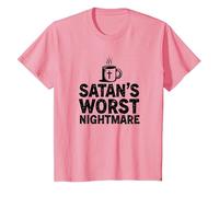 Taza de café Funny Christians: Satan's Peor Pesadilla Camiseta, Niños, Rosado, 8 años