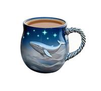 Taza de café genérica Cute - Sea Color Animal Print Cup, Decorative Dolphin Wave Glass, Fun Present Idea, Elevates Drink Presentation for Hot or Cold Beverages, Blue Transparent, 4,72 x 3,15 x 3,35