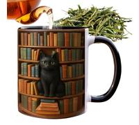 Taza de café genérica de cerámica - diseño de gato resistente al calor | taza de café de cerámica literaria - para chocolate té leche agua casa camping dormitorio hotel apartamento amantes de las