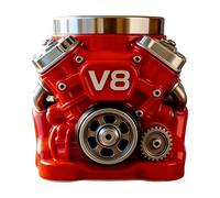 Taza de café genérica del motor - 300 ml de resina y acero inoxidable plateado, diseño realista de taza de émbolo mecánico, equipo de colección de lentes automotrices | Distintivo Motor