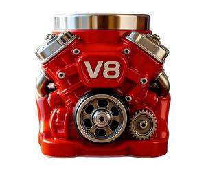 Taza de café genérica del motor - 300 ml de resina y acero inoxidable plateado, diseño realista de taza de émbolo mecánico, equipo de colección de lentes automotrices | Distintivo Motor