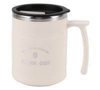 Taza de café grande de acero inoxidable a prueba de fugas de 350 ml con tapa y pajita para oficina y
