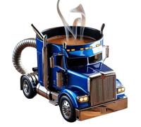 Taza de café hecha a mano con forma de camión de 8 onzas, taza de café creativa de acero inoxidable, regalo único para conductores de camiones y amantes del café (azul)