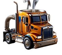 Taza de café hecha a mano con forma de camión de 8 onzas, taza de café creativa de acero inoxidable, regalo único para conductores de camiones y amantes del café (color naranja)