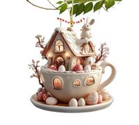 Taza de café hogar huevo de Pascua decoración colgante | Colgante decorativo colgante de Pascua ornamento colgante - 2d acrílico plana Pascua percha para vacaciones