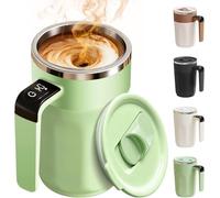 Taza de Café Inteligente con Agitación Automática y Pantalla de Temperatura en Tiempo Real, Taza Térmica de Viaje de 400 ml, Mezclador Portátil Recargable USB-C para Café, Leche y Batidos de (Verde)