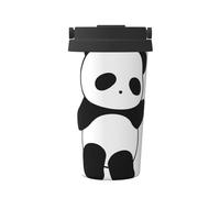 Taza de café isotérmica Panda Bye Bye con diseño estampado completo, a prueba de fugas, con asa, libre de BPA, perfecta para la oficina, el coche, el hogar y cafeterías.