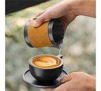 Taza de café Latte acero inoxidable, Funda cuero con boca puntiaguda, taza espuma leche gruesa, herramientas Barista, tanque flores, 2 uds Para Espumar(Blue-450ml)