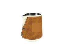 Taza de café Latte de acero inoxidable, Funda de cuero con boca puntiaguda, taza de espuma de leche gruesa, herramientas de Barista, tanque de flores, 2 uds. Para café(White-450ml)