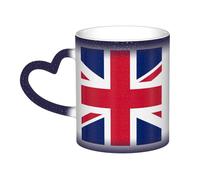 Taza de café mágica con estampado de bandera británica que cambia de color, taza de té sensible al calor