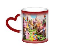 Taza de café mágica con estampado de Candy Land que cambia de color, taza de té sensible al calor