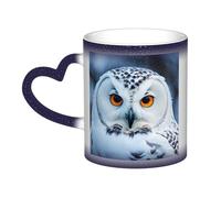 Taza de café mágica con estampado de ojos de búho nevado que cambia de color, taza de café mágica, sensible al calor, taza de té