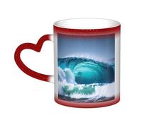 Taza de café mágica con estampado de olas oceánicas que cambia de color, taza de té sensible al calor
