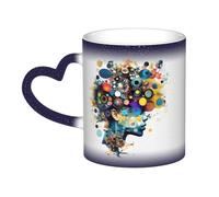 Taza de café mágica con impresión de cerebro que cambia de color, taza de café mágica, sensible al calor, taza de té