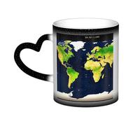 Taza de café mágica con impresión de mapa del mundo que cambia de color, taza de té sensible al calor