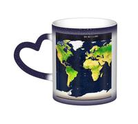 Taza de café mágica con impresión de mapa del mundo que cambia de color, taza de té sensible al calor