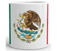 Taza de café mexicana de cerámica con la bandera de México