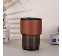 Taza de café negro de 500 ml con tapa y pajita - Taza de viaje de café helado PC reutilizable para viajes de oficina y hogar - Cubierta de taza