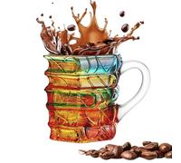 Taza de café | Olla apilable de libros pintados en 3D, taza de café de vidrio de color degradado, para cerveza, capuchino, agua, infusión fría, Navidad, cumpleaños, viajes, hogar, café con leche