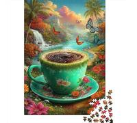 Taza de Café Paisaje Tropical Puzzle de 1000 Piezas Papel para Adultos Mariposa Relax Decoración Hogar Regalo 38x26cm/1000pcs