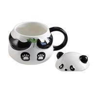 Taza de café Panda - Taza de cerámica para animales de gran capacidad y tapa | Bonito diseño de jarra de cerveza de panda para té, leche, agua, chocolate caliente, escritorio de oficina, cocina