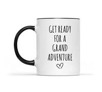 Taza de café para abuela, regalo para la futura abuela, revelación del nuevo bebé, taza de anuncio de embarazo, prepárate para una gran aventura, taza de abuela, taza de cerámica negra de 325 ml