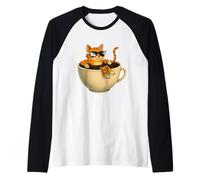 Taza de café para gato, piscina fresca, divertida, chill kitty, gafas de sol Camiseta Manga Raglan